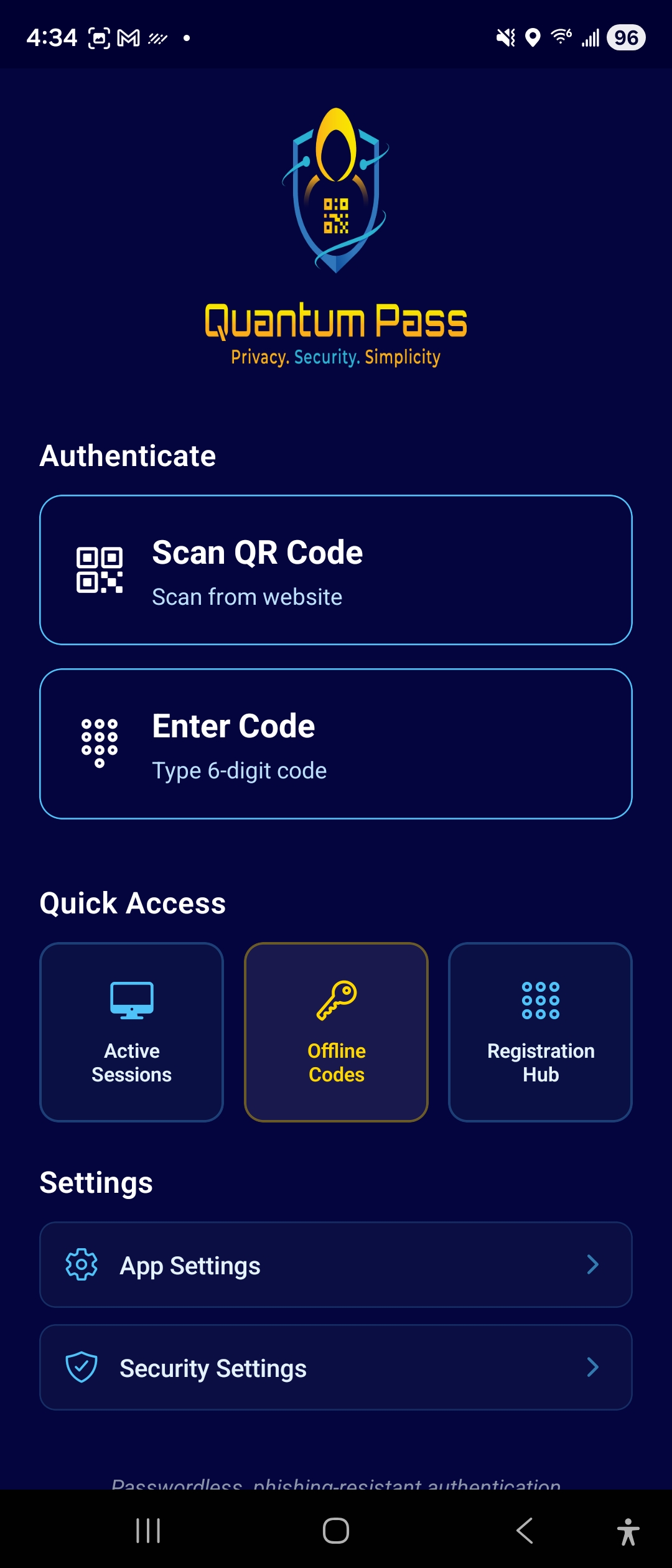 QuantumPass App Interface